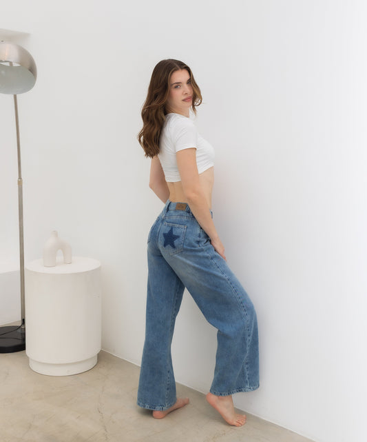 Wide Leg  Star - Sky Blue